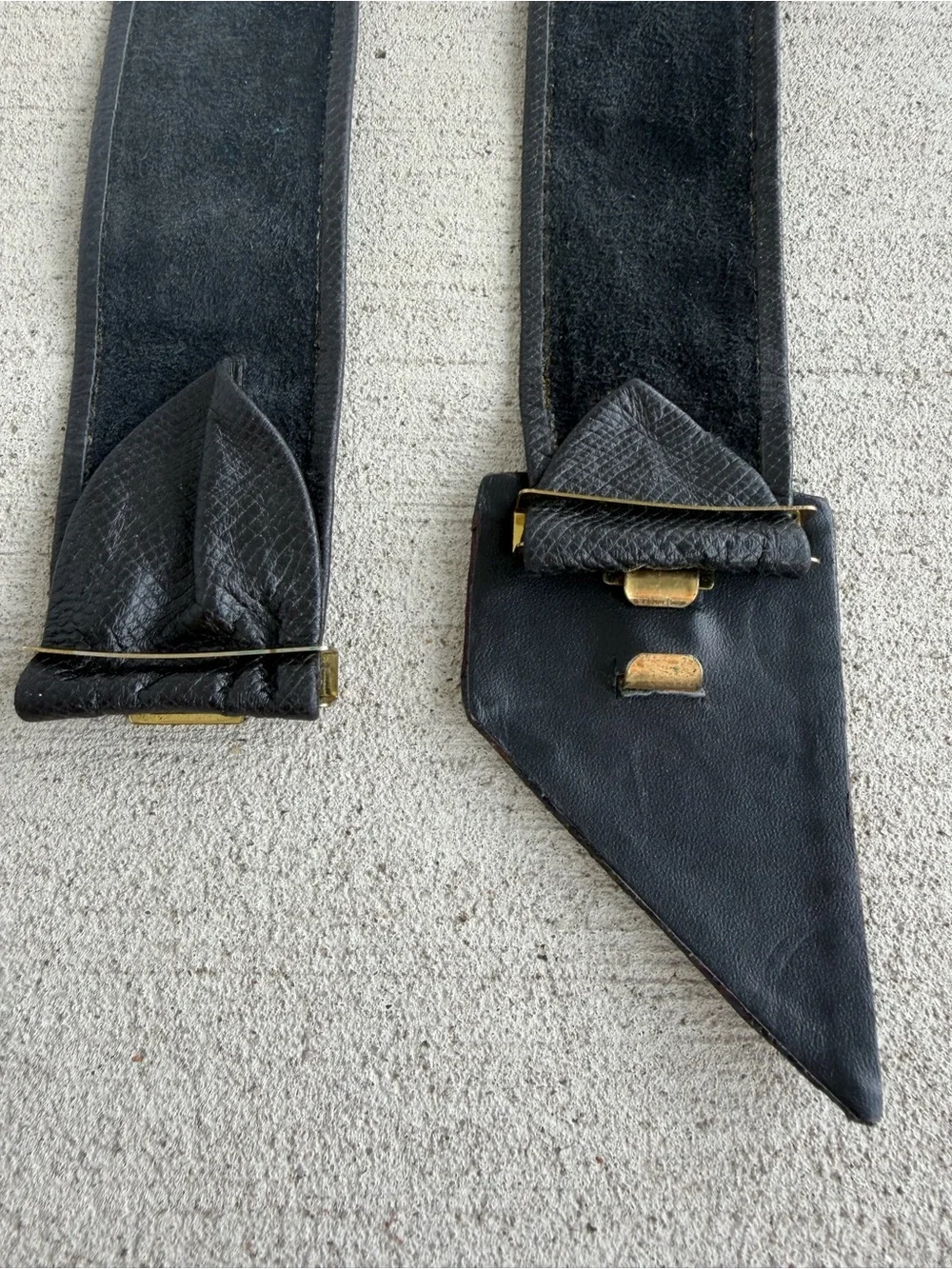 Vintage Wide Leather Stretch Belt with Genuine Snakeskin Buckle Black Burgundy